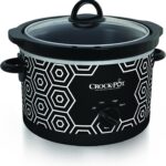 Crock-Pot 4.5 Quart Round Portable Slow Cooker and Food Warmer, Black & White Pattern (SCR450-HX)