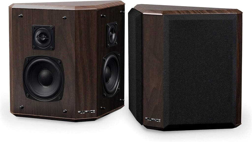 Fluance Elite High Definition 2-Way Bipolar Surround Speakers for Wide Dispersion Surround Sound in Home Theater Systems – Natural Walnut/Pair (SXBP2W)