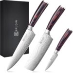 PAUDIN Kitchen Knife Set, 3 Piece High Carbon Stainless Steel Professional Chef Knife Set with Ultra Sharp Blade & Wooden Handle (Kitchen Knife Set 3 Pcs)
