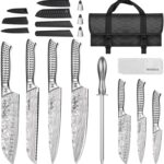 MOSFiATA Kitchen Knife Set, 12 Pcs Japanese Stainless Steel Knife Sets for Kitchen with Oxford cloth storage bag with Knife Sharpening Rod, Dishwasher Safe, For Outdoor