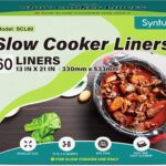 Syntus Slow Cooker Liners, 60 Count Cooking Bags Large Size Disposable Pot Liner Plastic Bag, Fit 3QT to 8QT for Slow Cooker Cooking Trays, 13″x 21″, 60 Liners