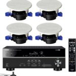 Yamaha 5.1-Channel Wireless Bluetooth 4K A/V Home Theater Receiver Easy-to-Install Natural Sound Moisture Resistant 6.5″ High Performance in-Ceiling Speakers (Set of 4)