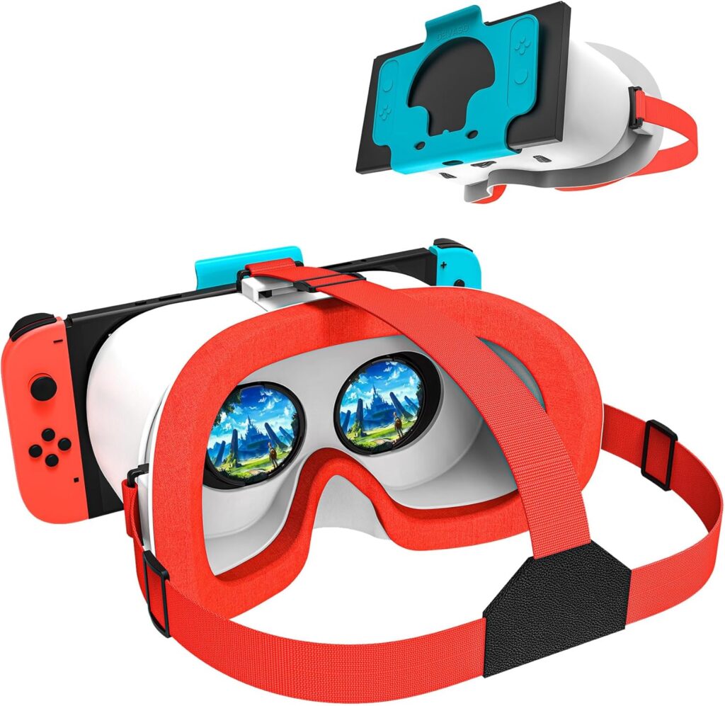 VR Headset for Nintendo Switch & OLED Model Upgraded, Virtual Reality VR Glasses with Adjustable HD Lenses Comfortable Head Strap, 3D Goggles for Nintendo Switch OLED VR Games Cool Stuff for Kids Boys
