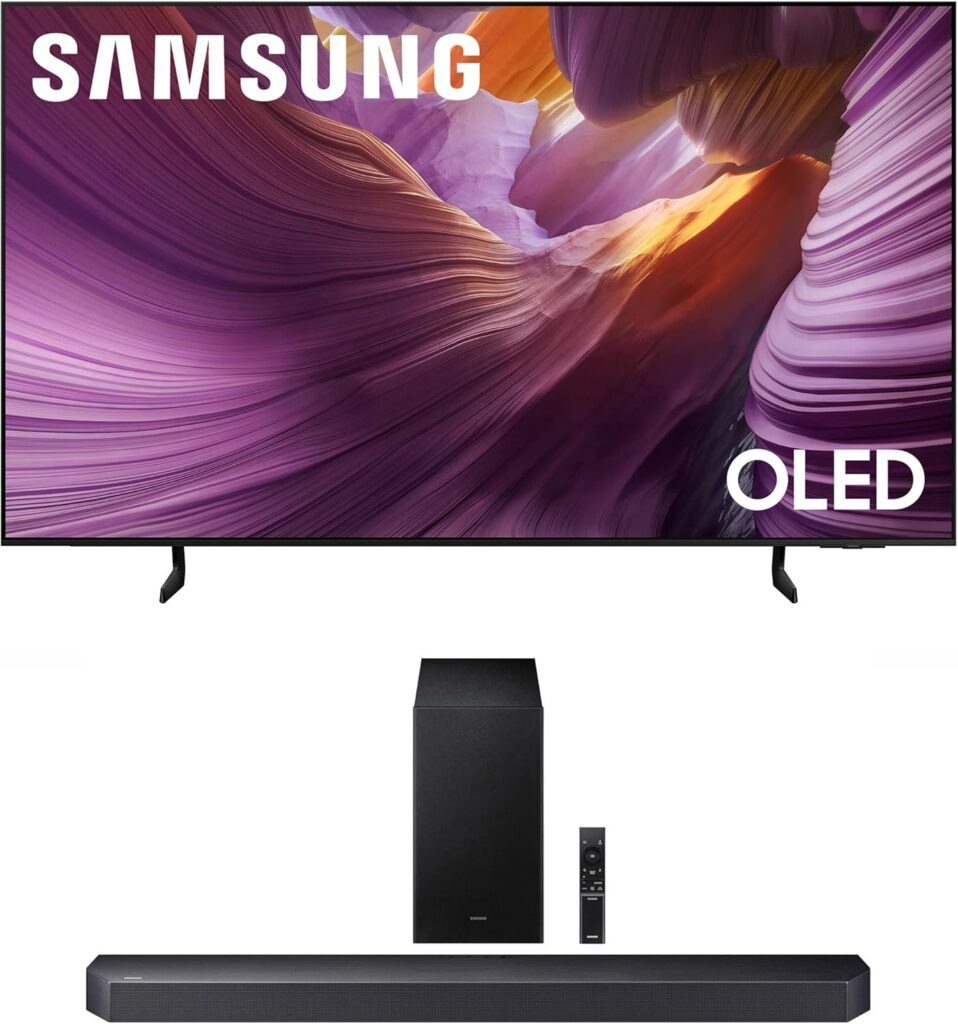 SAMSUNG QN55S85FAFXZA 55 Inch OLED HDR 4K Smart TV with a HW-Q600F Q Series Soundbar 3.1.2 Ch Sound and Subwoofer (2025)
