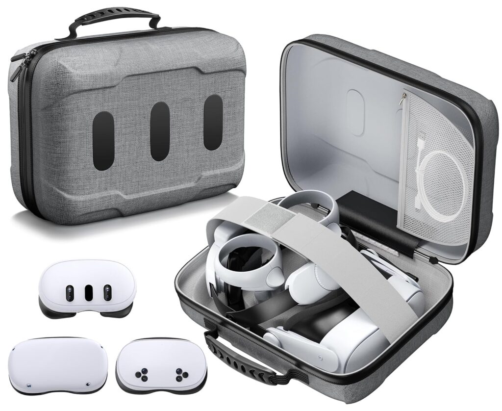 Kawaye Large Hard Carrying Case Compatible with Meta Qeust 3S/Quest3/Quest 2, All in One Portable Travel Case for VR HeadSet, Head Strap, Controller and Other VR Accessories