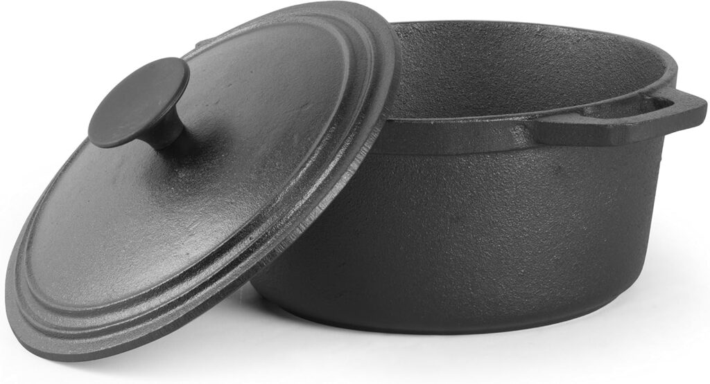COMMERCIAL CHEF 3.4 Quart Cast Iron Dutch Oven with Dome Lid and Handles
