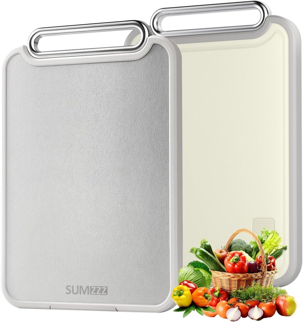 Stainless Steel Cutting Board Double Sided Steel Food Grade PP, Large Chopping Board for Meat and Kitchen, Non-Slip 16 × 11