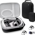 Krypthos Case for Meta Quest 3S/3 Official Original & Elite Strap, Portable Hard Carrying VR Headset and Touch Controllers Protection Case for Travel and Home Storage