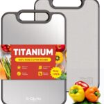 G.C&yite Titanium Cutting Board for kitchen, Lightweight No Toxic Double Sided Pure Titanium Chopping Board with Wheat Straw PP for Food Safety, Easy to Clean, Kitchen Gifts 15.5″ x 10.5″, 1-Pcs