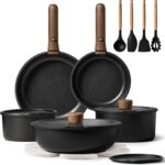 CAROTE 19pcs Pots and Pans Non Stick, Cookware Sets Detachable Handle, Induction Kitchen Pots and Pans,NonStick Cooking Set, Oven/Dishwasher/Fridge Safe, Space Saving