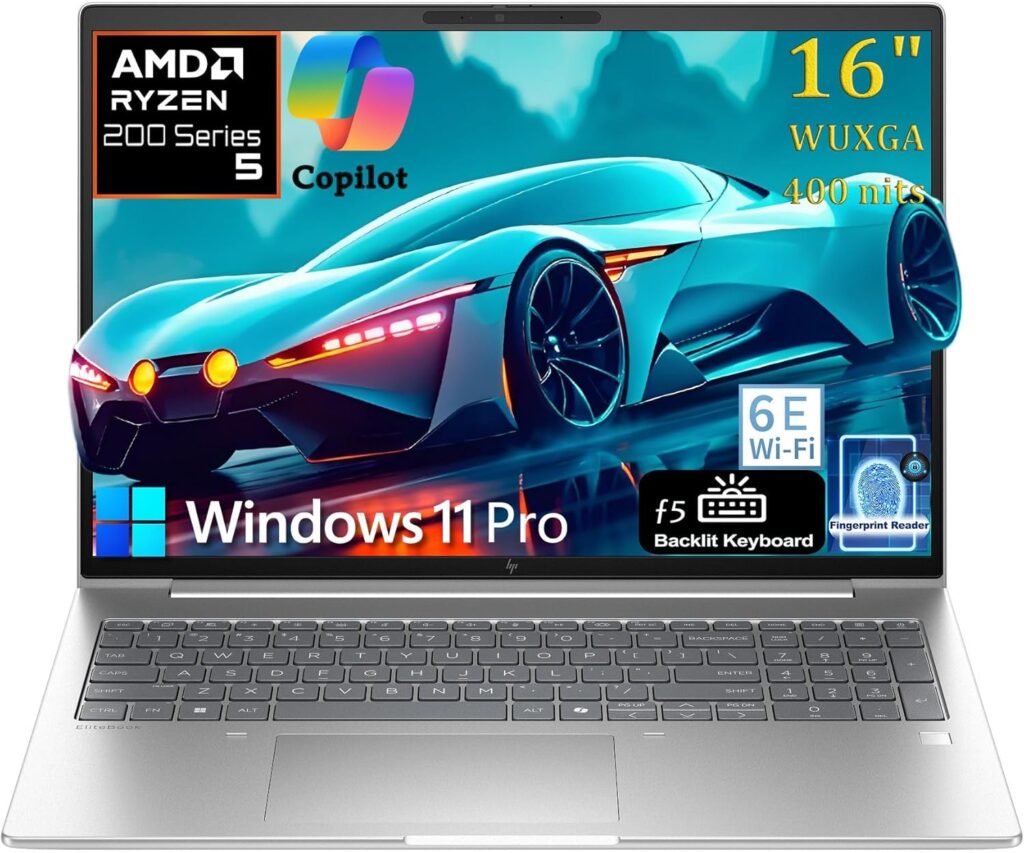 HP 16″ Gaming Laptop Computer (2025/2026 Edition), AMD Ryzen 5 (Beat i5-1345U), 64GB DDR5 RAM, 2TB PCIe SSD, Radeon 740M, FHD+ 400nits, WiFi 6E, BT 5.3, Backlit KB, Fingerprint Reader, Windows 11 Pro
