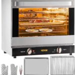 VEVOR Commercial Convection Oven, 66L/60Qt, Half-Size Conventional Oven Countertop, 1800W 4-Tier Toaster w/Front Glass Door, w/Trays Wire Racks Clip Gloves, 120V