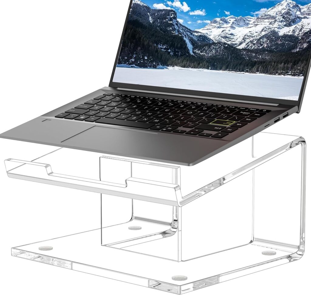 Acrylic Laptop Stand for Desk, Laptop Riser for 10-17.3 Inch Laptops, Ergonomic Computer Stand Holder Compatible with Macbooks and Notebooks