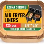 Air Fryer Liners for Ninja Foodi Dual – 125Pcs Disposable Parchment Paper for Ninja DZ201 DZ401, Instant Pot Vortex Plus, PowerXL Vortex – Non-Stick and Oil Proof for Easy Cleanup by Baker’s Signature