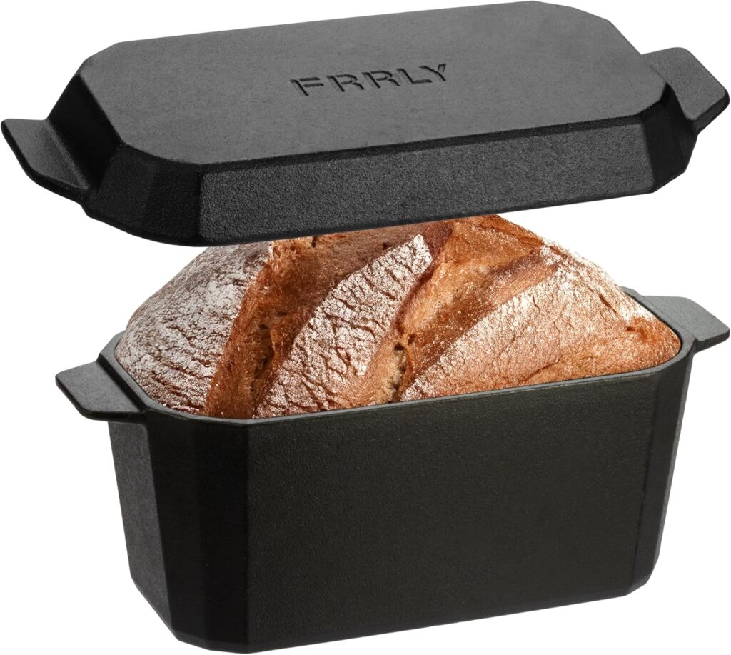 Cast Iron Bread Loaf Pan with Lid,Bread Baking Pan,Cast Iron Dutch Oven for Sourdough,10 x 5 Inch Pre-seasoned Even Heat Distribution Baking Pan for Homemade Bread