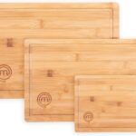 MasterChef Bamboo Cutting Boards for Kitchen, Wooden Cutting Board Set of 3, Natural, Organic & Food Safe Surface, Reversible Large, Medium & Small Wooden Chopping Boards with Juice Grooves