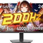 SANSUI Gaming Monitor, 24 Inch 200Hz 180Hz, FHD 1080P 1ms 110% sRGB Computer Monitor, HDMI DP Ports VESA Support for Game Office (HDMI Cable Included ES-G24F4H)