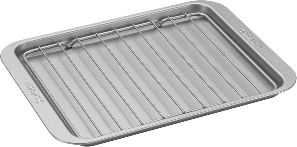 Cuisinart AMB-TOBPRK Toaster Oven Broiling Pan w/ Rack, silver, 11.2″(l) x 8.6″(w) x 0.06″(h)