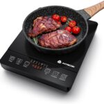 Portable Induction Cooktop 20 Temperature & Power Levels,1800W Single Burner Electric Cooktop with 6.8 inch Heating Coil,Low Noise Hot Plate with Timer