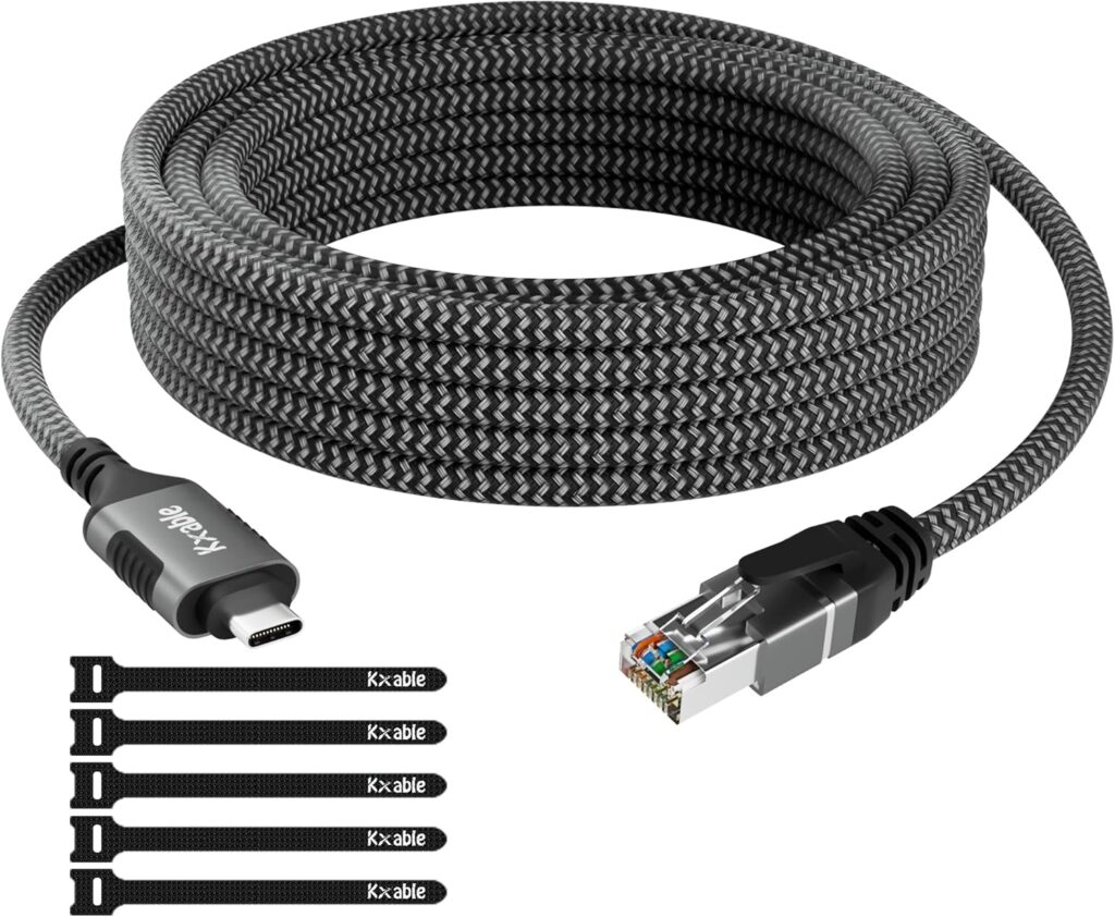 USB C to Ethernet Cable 10FT, Type C to RJ45 Cord, Directly Connected, Gigabit LAN Network, Thunderbolt 3/4 Compatible, for MacBook Pro/Air, iPad Pro, iPhone 15 Series, Galaxy, Smartphone, Laptop, PC