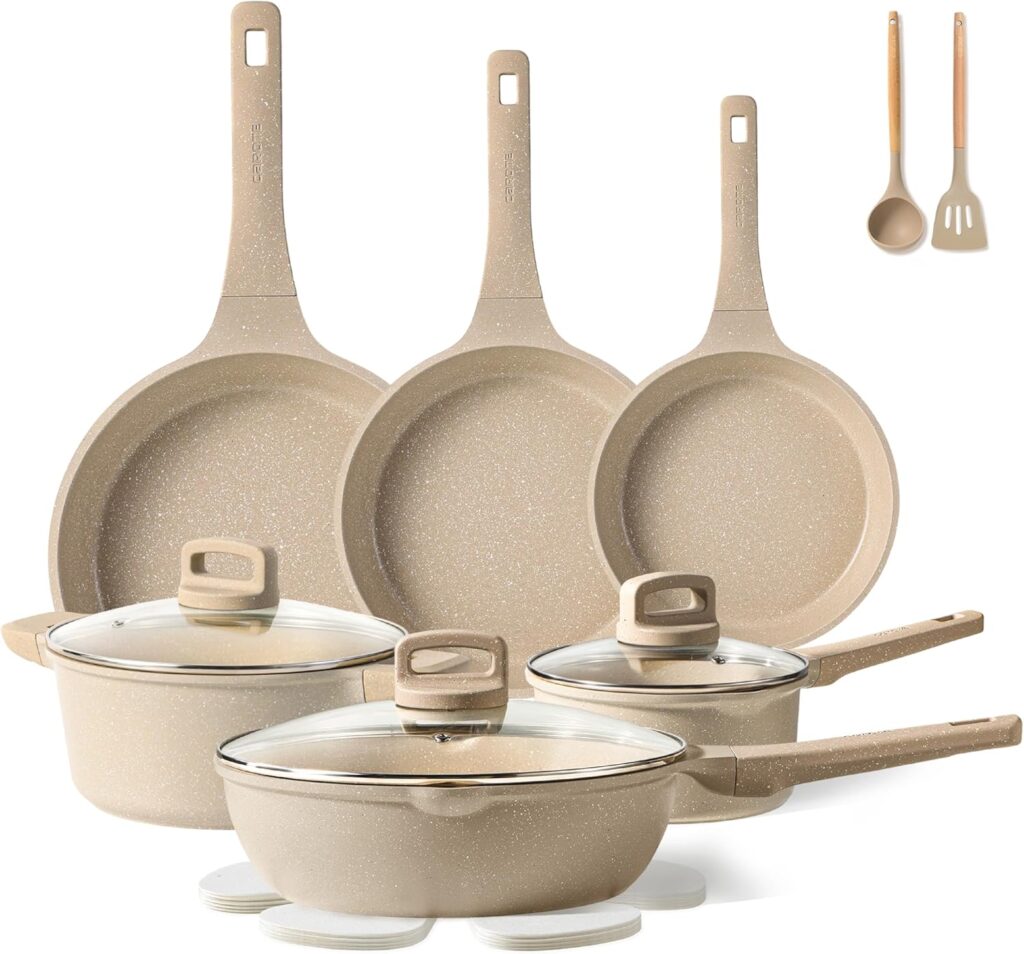 CAROTE 16 Pcs Pots and Pans Set Nonstick, Induction Kitchen Cookware Sets, Non Stick Kitchen Cooking Set with Frying Pans Set