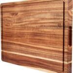 20 Inch Large Acacia Wood Cutting Board 1.5″ Thick, Reversible Wooden Cutting Board for Kitchen, Charcuterie Board Cheese Board with Deep Groove, Chopping Board for Meat, Vegetables, Fruit