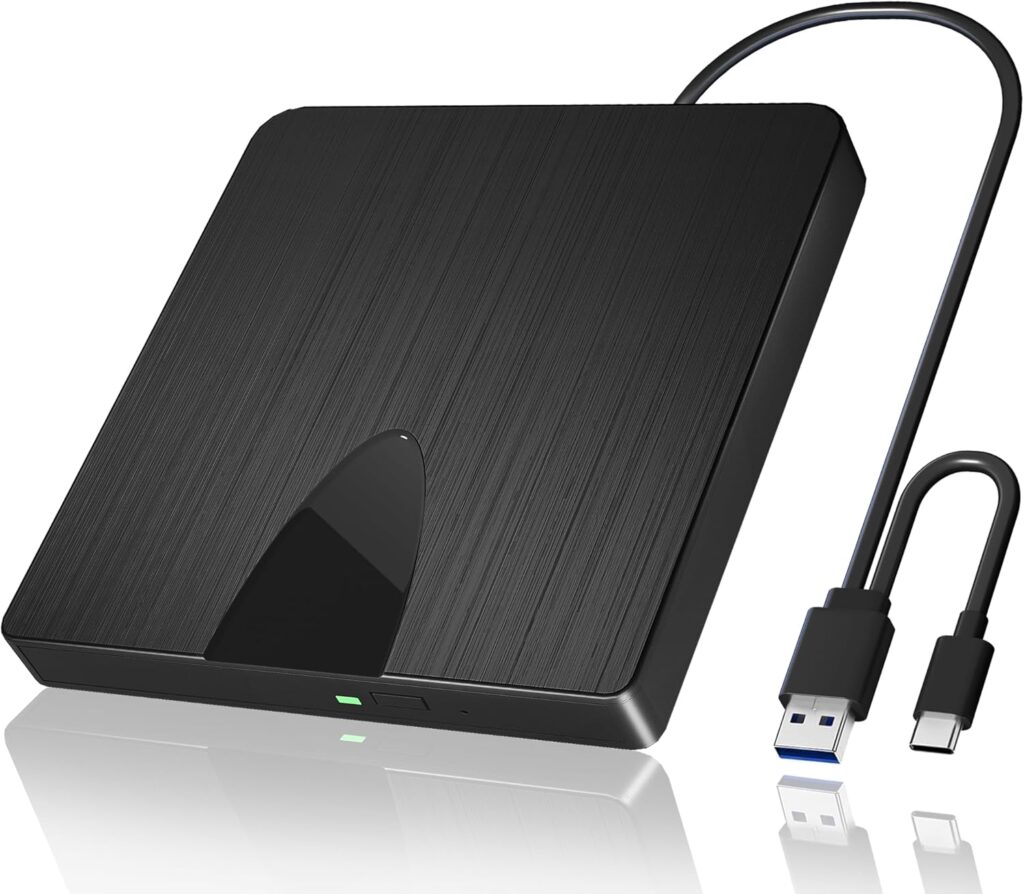 External Blu Ray Drive, USB 3.0 and Type-C Blu Ray Burner Portable Blu Ray DVD/CD/BD Player, 3D Optical Bluray Drive Compatible with Windows XP/7/8/10/11 Macos for MacBook Laptop Desktop