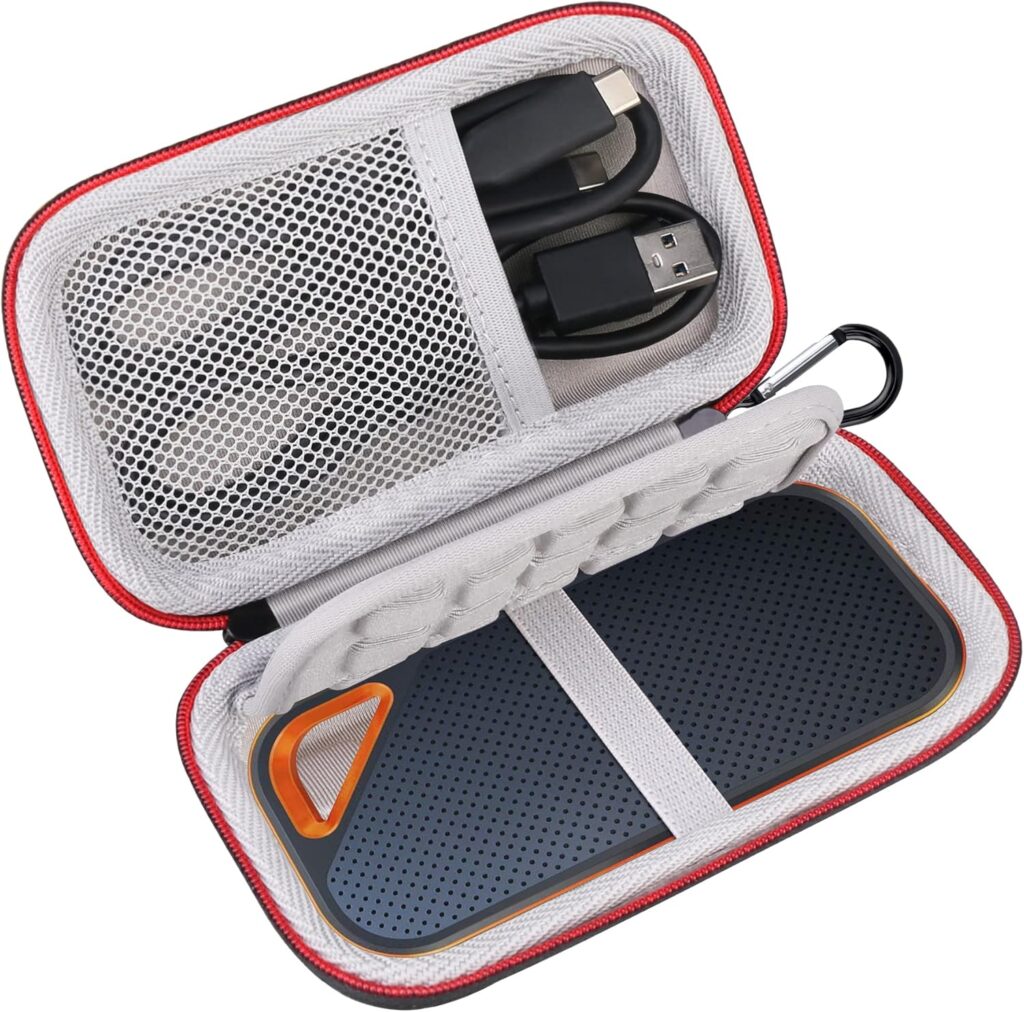 Lacdo Hard Carrying Case for SanDisk Extreme Pro/SanDisk Extreme Portable External SSD 500GB 1TB 2TB 4TB 8TB USB-C Solid State Drive EVA Shockproof Water Repellent Protective Storage Travel Bag, Black