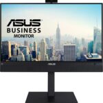 ASUS 23.8” 1080P Video Conferencing Monitor (BE24ECSNK) – Full HD, IPS, Built-in Adjustable 2MP Webcam, AI Noise-canceling Mic, Eye Care, USB-C Docking, RJ45, Height Adjustable, HDMI, Zoom Certified
