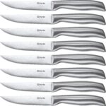 D.Perlla Steak Knives, Super Sharp Straight Edge Steak Knife Set of 8, Professional Straight Edge Kitchen Table Dinner Knives, Elegant High Carbon Stainless Steel Kitchen Steak Knife Set, 4.5IN