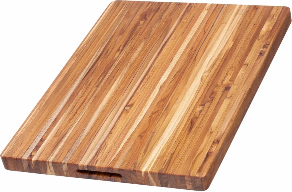 Teakhaus Cutting Board – Extra Large (XL) Wood Cutting Board with Grip Handles – Reversible Teak Edge Grain Wood – Knife Friendly – FSC Certified
