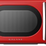 Galanz GLCMKA07RDR-07 Microwave Oven, LED Lighting, Pull Handle Design, Child Lock,Retro Red, 0.7 Cu.Ft
