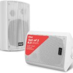 Pyle 6.5 Inch Wall Mount Waterproof Speaker System for Indoor or Outdoor Wireless Bluetooth Surround Sound System, White (2 Pack)