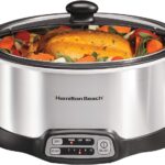 Hamilton Beach Programmable Slow Cooker with 6 Quart Stovetop-Safe Sear & Cook Crock & Travel Lid Lock for Portable Transport, Silver (33663)