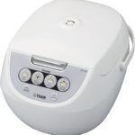 TIGER JBV-A10U 5.5-Cup (Uncooked) Micom Rice Cooker and Warmer with Tacook Food Steamer Cooking Tray Technology, White