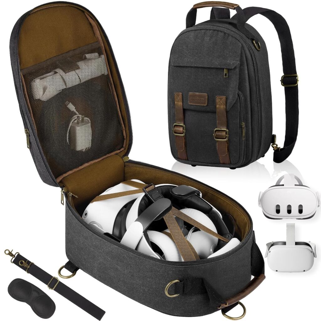 SMRITI Hard Carrying Case Compatible with VR Headsets Virtual Reality and Touch Controllers Accessories, Large Portable Protection Backpack for Travel and Home Storage