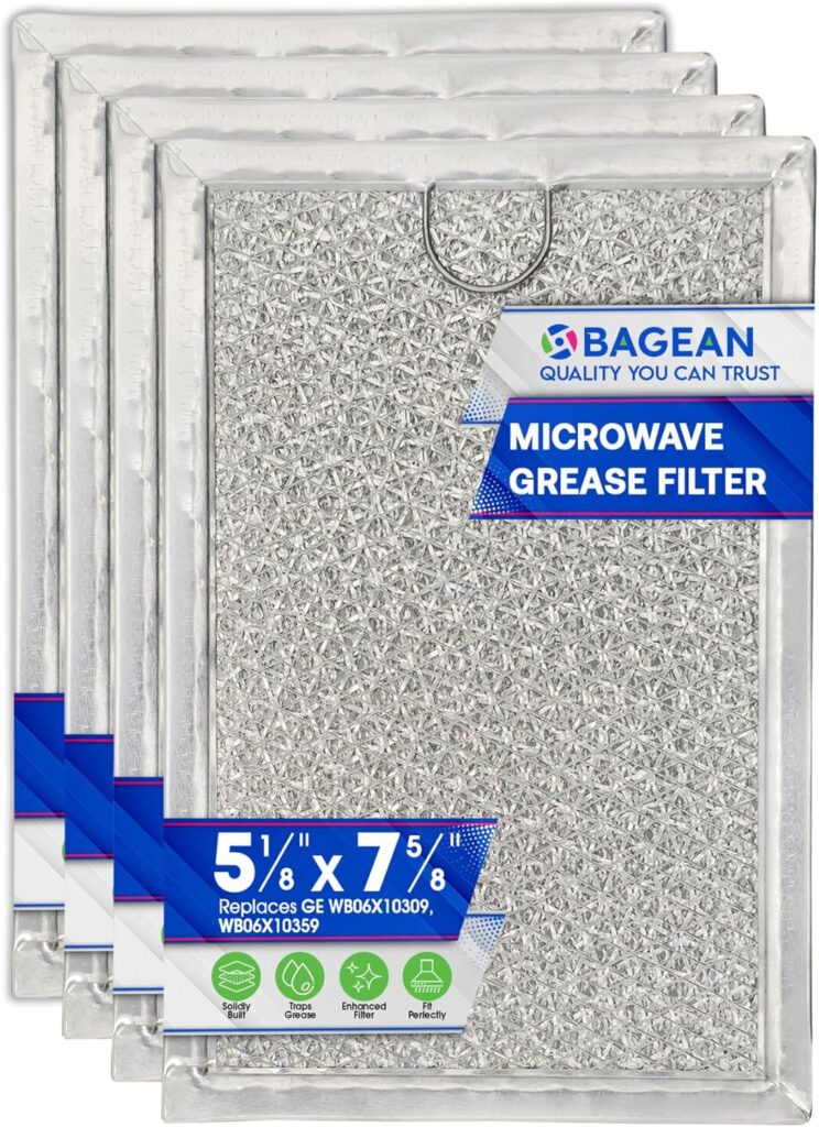 Microwave Filter Replacement 7.64” x 5.12” for GE WB06X10309 WB06X10359 Microwave Grease Filter – Also Fit’s LG Kenmore and More – Filters Kitchen Oven Air Entering Over the Range Vent Fan (4-Pack)