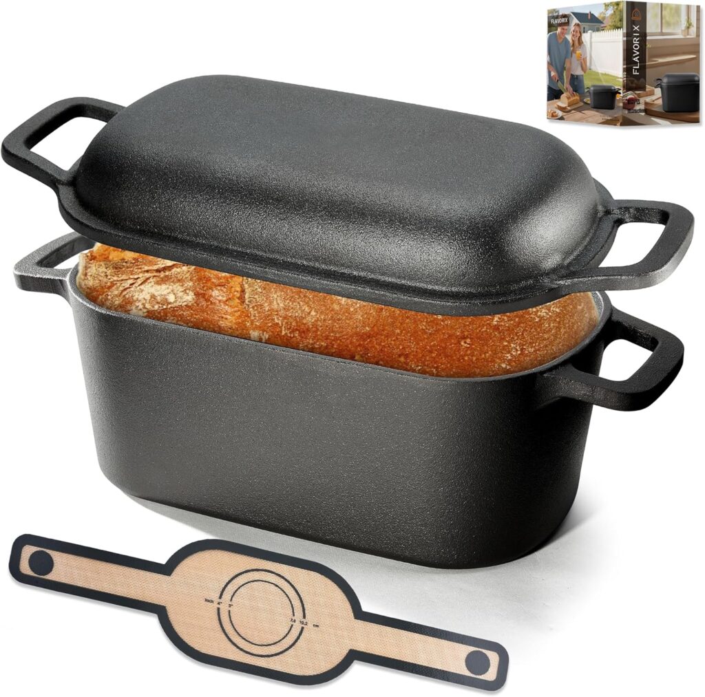 Dutch Oven Pot with Lid for Bread Baking, Oval Cast Iron Bread Oven for Sourdough, Oven & Stove Safe Up to 500℉, 3.6QT