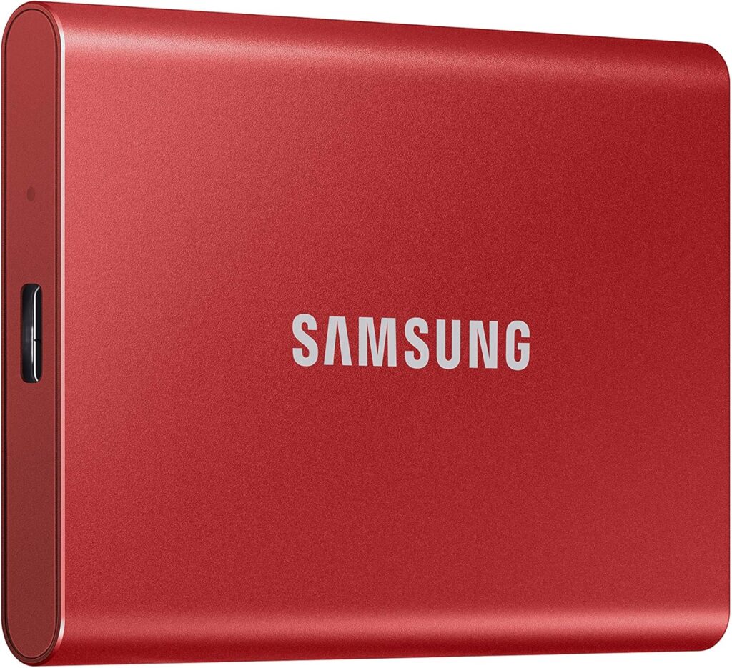 Samsung T7 500GB, Portable SSD, up to 1050MB/s, USB 3.2 Gen2, Gaming, Students, & Professionals, External Solid State Drive (MU-PC2T0R/AM), Red