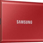 Samsung T7 500GB, Portable SSD, up to 1050MB/s, USB 3.2 Gen2, Gaming, Students, & Professionals, External Solid State Drive (MU-PC2T0R/AM), Red