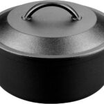 Pre-Seasoned Cast Iron Dutch Oven with Lid, Round and Dual Handles, for Stovetop, Camping, Grill, Induction, Electric, Black, 4.5qt