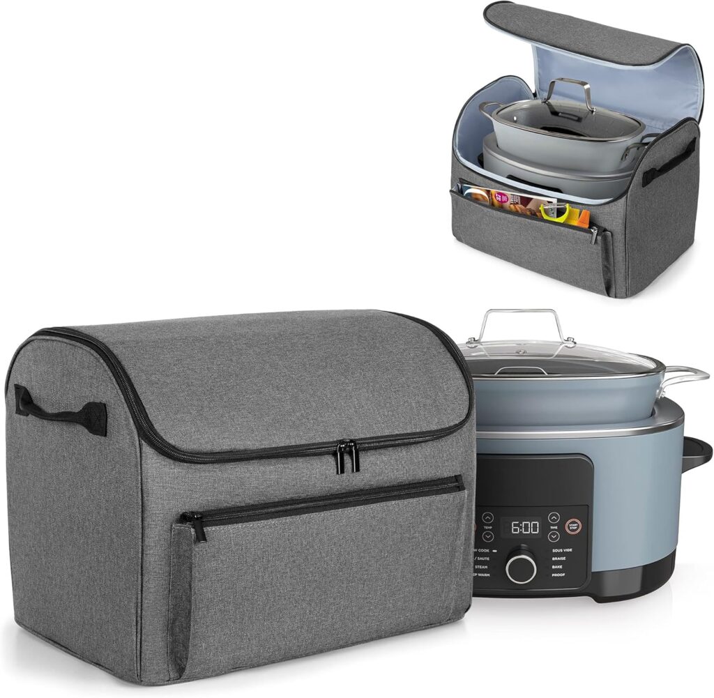 LUXJA Enclosed Cover Compatible with Ninja Foodi Possible Cooker Pro, Dust Cover with Front Pocket Fits Ninja Slow Cooker, Gray