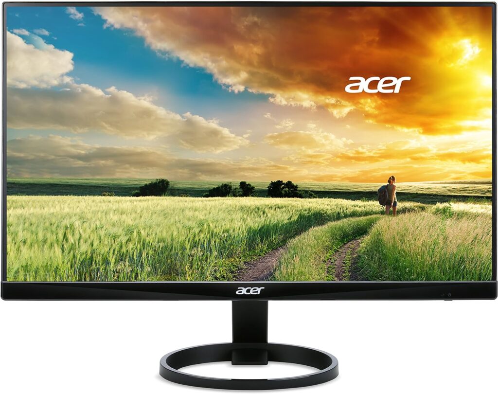 Acer 23.8” Full HD 1920 x 1080 IPS Zero Frame Home Office Computer Monitor – 178° Wide View Angle – 16.7M – NTSC 72% Color Gamut – Low Blue Light – Tilt Compatible – VGA HDMI DVI R240HY bidx