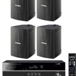Yamaha 5.1-Channel Wireless Bluetooth 4K A/V Home Theater Receiver + Yamaha Natural Sound High Performance 2-Way Indoor/Outdoor Weatherproof Speakers (Set of 4)