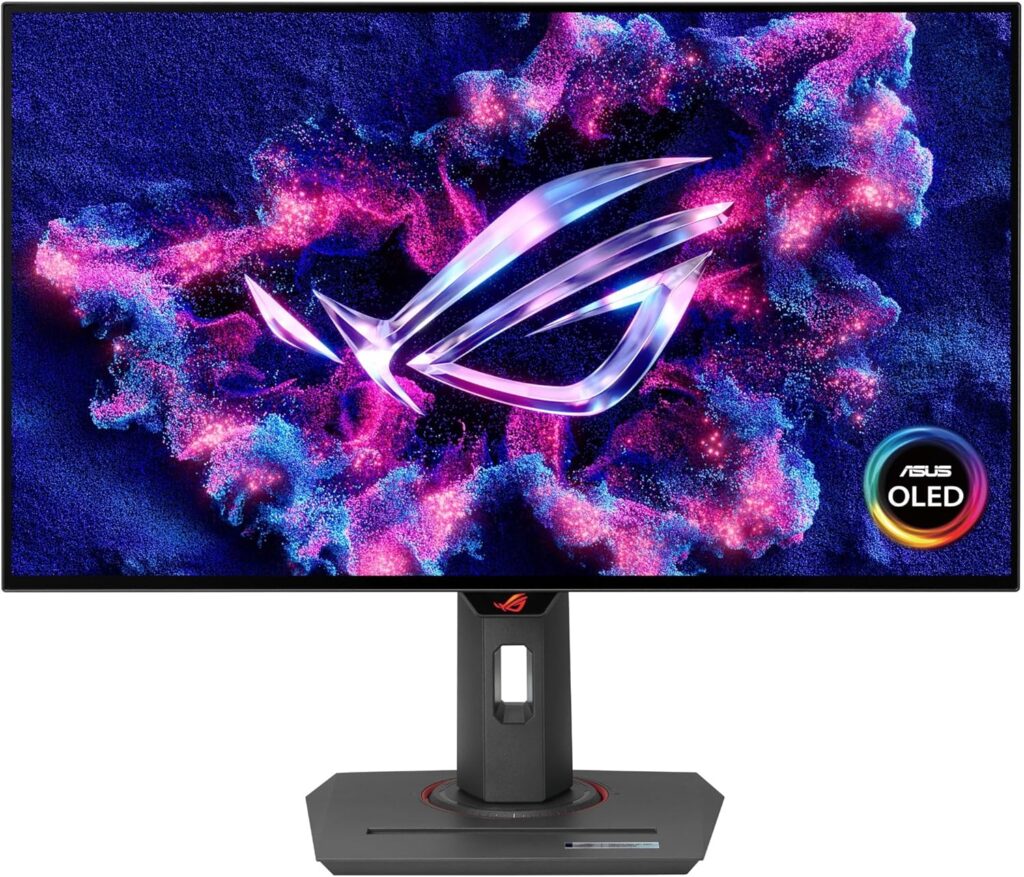 ASUS ROG Strix 27” 1440P OLED Gaming Monitor (XG27AQDMG) – QHD, Glossy OLED, 240Hz, 0.03ms, Custom Heatsink, Anti-flicker,Uniform Brightness, G-SYNC Compatible, 99% DCI-P3, DisplayWidget, 3yr warranty