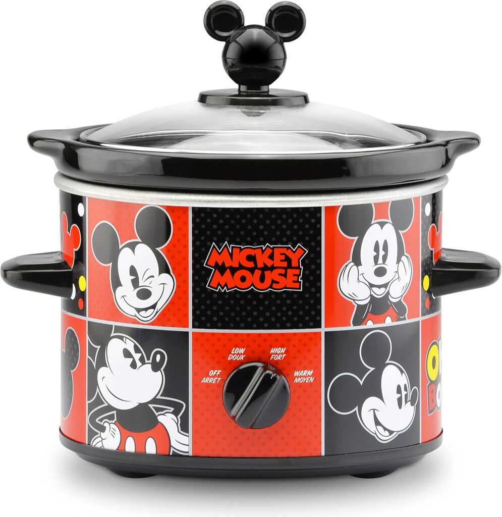 Disney Mickey Mouse 2-Quart Slow Cooker by Select Brands – Food Warmer for Dips, Soups & Other Dishes – Slow Cookers for Parties – Electric Kitchen Appliance for Entertaining and Serving