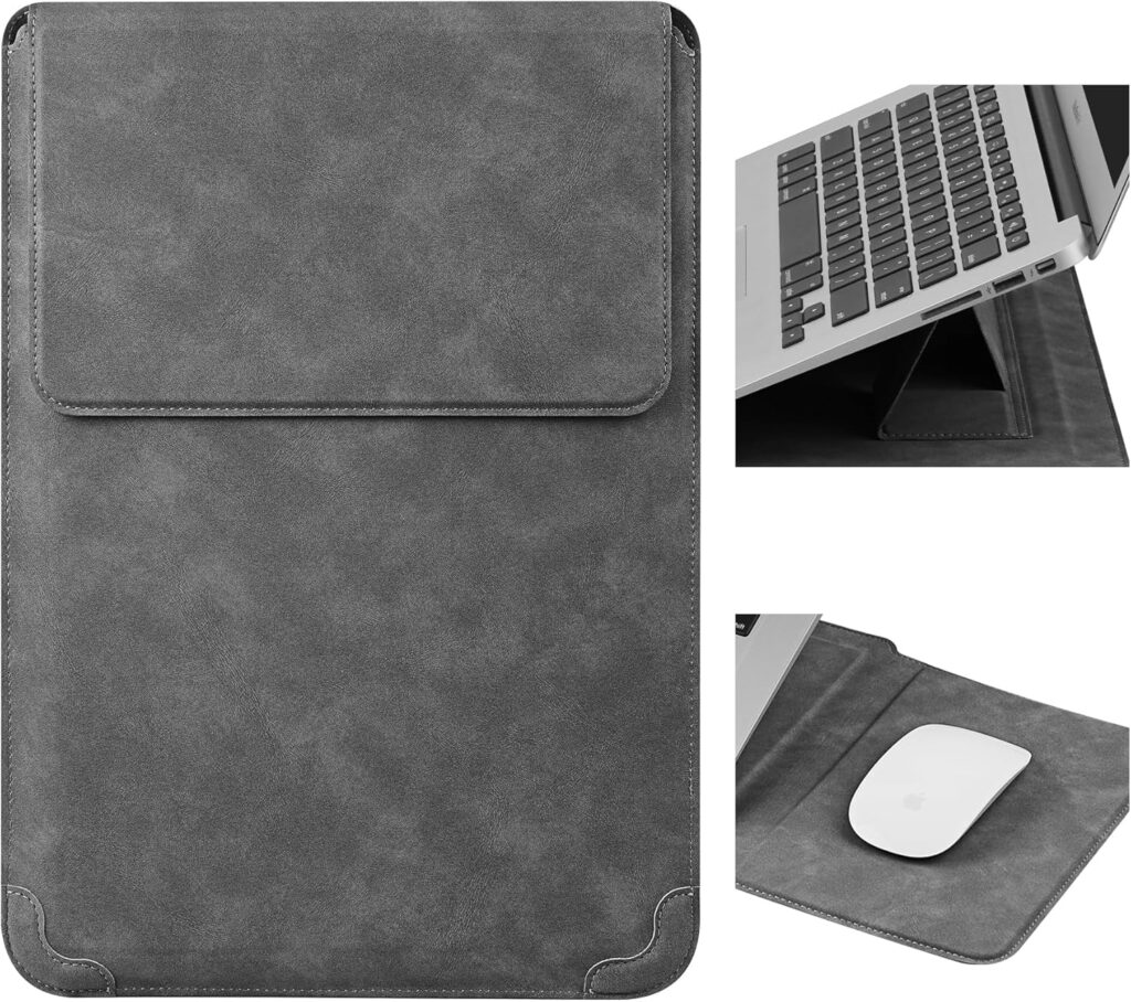 14 Inch Laptop Sleeve Case with Stand Feature for Mac Book Pro 14 2021/ASUS Vivobook 14/HP Pavilion X360/IdeaPad 14/Dell HP ASUS Acer Huawei Matebook 14”,Compatible 13.3-14” PC,Dark Gray