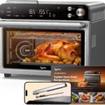 Typhur Sync Oven with Smart Wireless Meat Thermometer Probe, 12‑in‑1 Countertop Air Fryer Toaster Oven Combo, 360° Turbo Convection, Dehydrator, Recipes & 5 Accessories, Large 27QT, Stainless Steel
