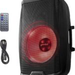 Gemini Sound AS-2115BT-LT Active 2000W Watt Party LED Light 15 Inch Woofer Powered Stage DJ Monitor Bluetooth PA Speaker, Wireless Stereo Pairing, Portable Fly Points
