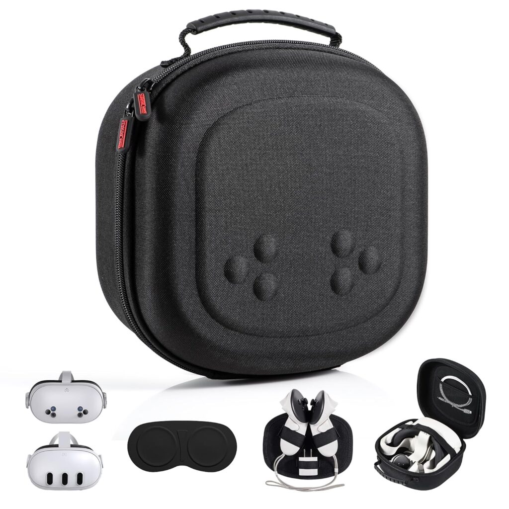 Hard Carrying Case for Meta Quest 3S/Quest 3/Vision Pro, Hard Shell Travel Case Compatible with VR Headset, Touch Controllers and Other Accessories, Space Saving Design for Travel and Home Storage